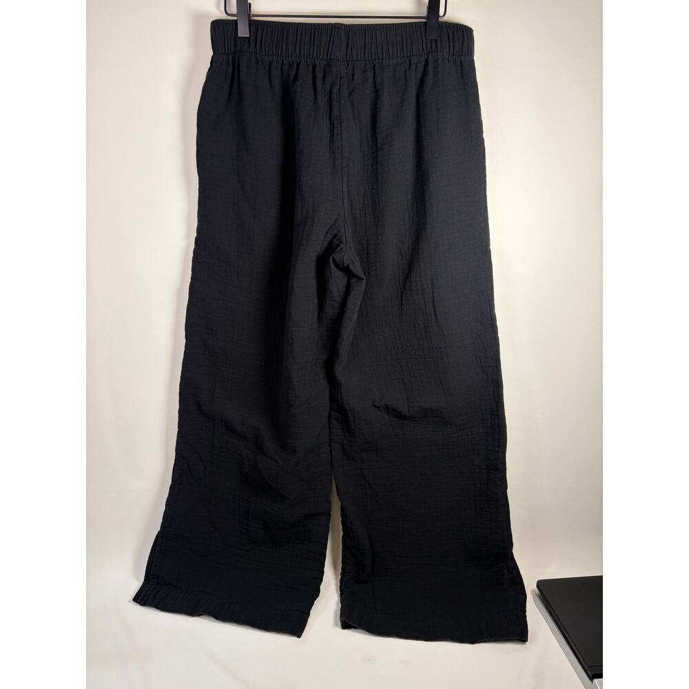 Old Navy High Rise Wide Leg Comfort Waistband Black Crinkle Gauze Medium - Picture 4 of 6